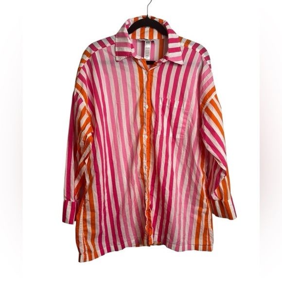 Beach Riot Oversized Cotton Alexa Top in Sunset Stripes Size L/XL - Picture 4 of 11